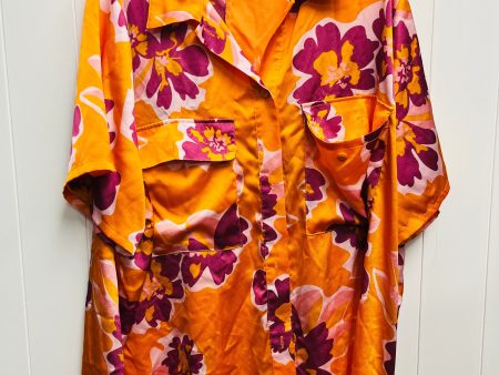 Orange & Pink Blouse Short Sleeve Clothes Mentor, Size 4x Online now