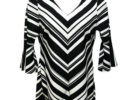 Chevron Pattern Tunic Long Sleeve Coco Bianco, Size L For Cheap