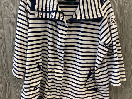 Striped Pattern Athletic Top Long Sleeve Collar Lauren By Ralph Lauren, Size 3x For Discount