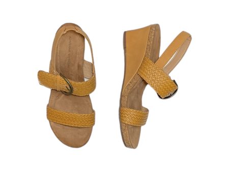 Yellow Sandals Heels Block Adrienne Vittadini, Size 8.5 Hot on Sale