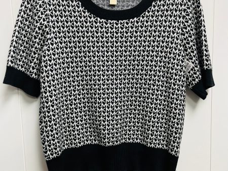 Black & White Top Short Sleeve Michael By Michael Kors, Size L on Sale