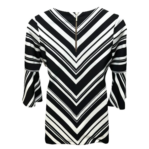 Chevron Pattern Tunic Long Sleeve Coco Bianco, Size L For Cheap