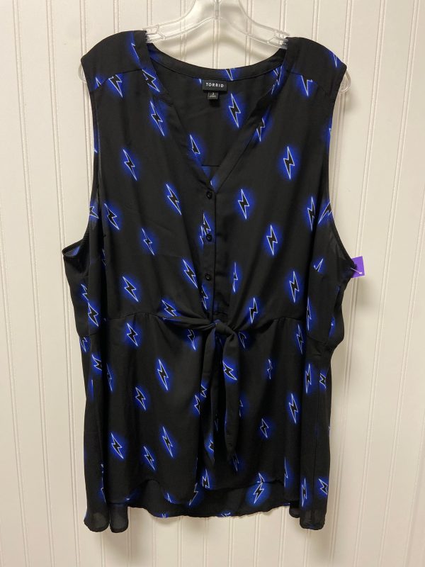 Black & Blue Blouse Sleeveless Torrid, Size 3x Online Hot Sale