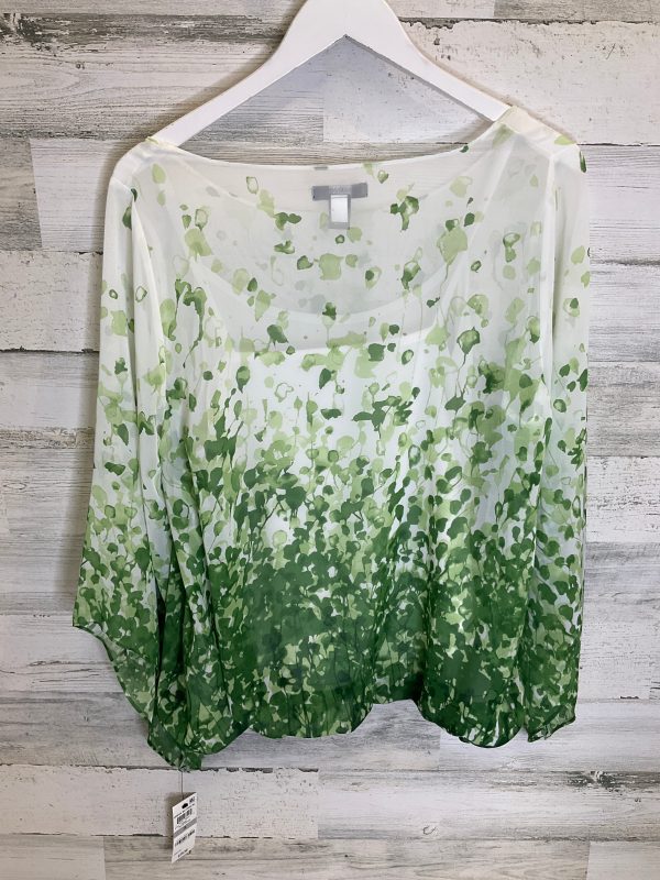 Green & White Top 3 4 Sleeve Alfani, Size 1x For Sale