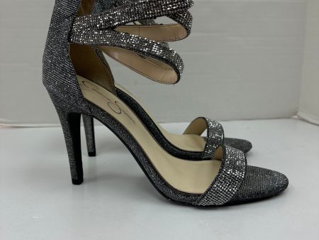 Silver Sandals Heels Stiletto Jessica Simpson, Size 10 Discount