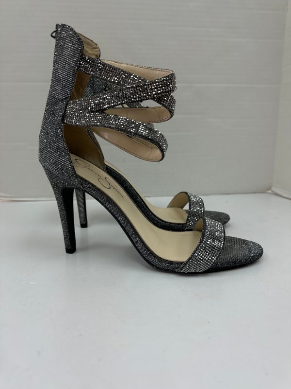 Silver Sandals Heels Stiletto Jessica Simpson, Size 10 Discount