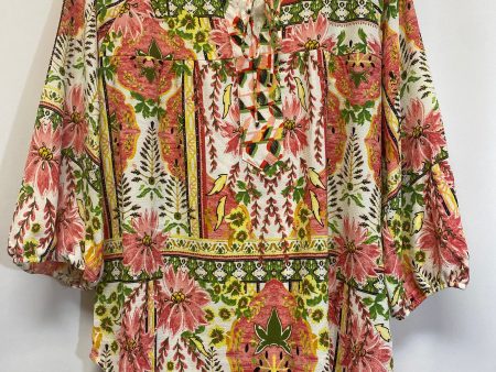 Green & Yellow Top 3 4 Sleeve New Directions, Size L Supply