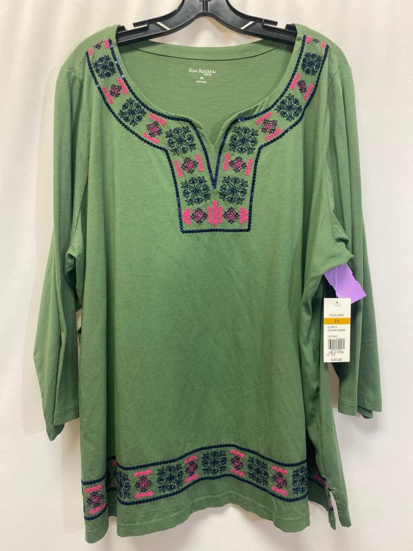 Green Top Long Sleeve Kim Rogers, Size 3x Discount