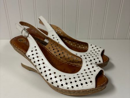 White Sandals Heels Wedge Spring Step, Size 10.5 For Cheap