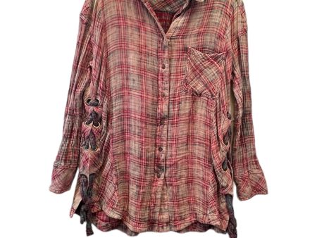 Red & Tan Top Long Sleeve Free People, Size Xs For Discount