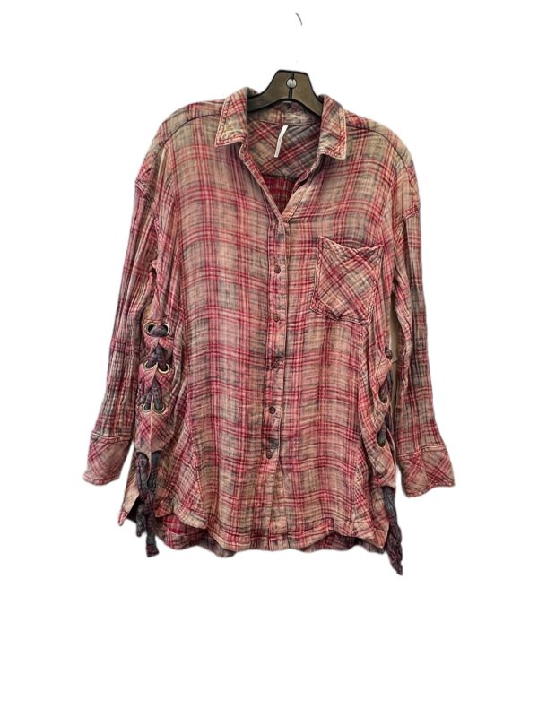 Red & Tan Top Long Sleeve Free People, Size Xs For Discount