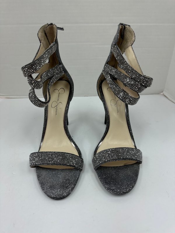 Silver Sandals Heels Stiletto Jessica Simpson, Size 10 Discount