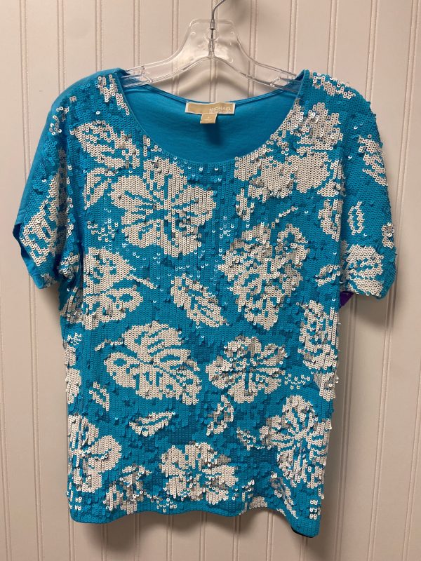 Blue & White Top Short Sleeve Michael By Michael Kors, Size S Discount