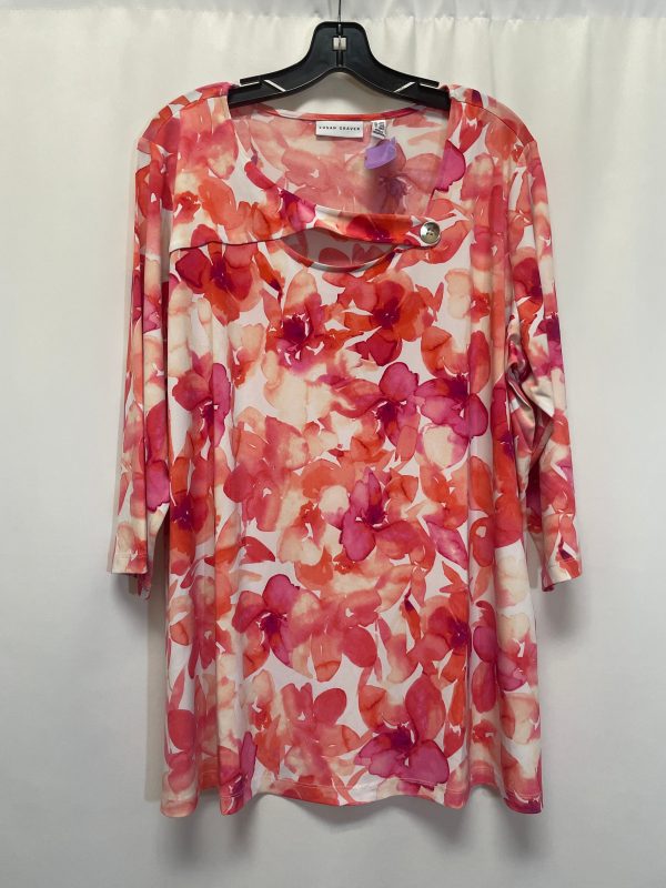 Peach Top 3 4 Sleeve Susan Graver, Size 3x Online now