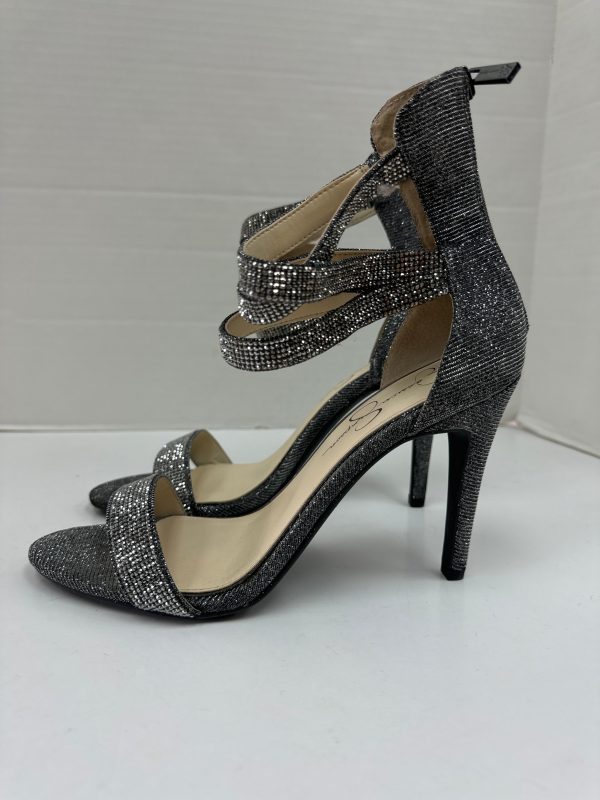 Silver Sandals Heels Stiletto Jessica Simpson, Size 10 Discount