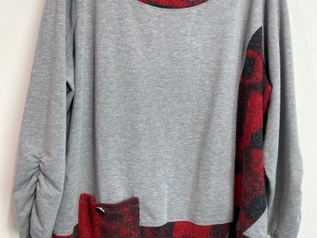 Grey Top Long Sleeve Ali Miles, Size 1x For Cheap