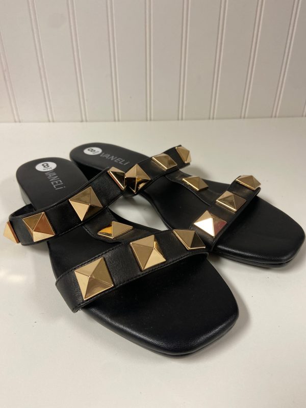 Black & Gold Sandals Flats Vaneli, Size 8 Online now