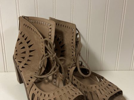 Taupe Sandals Heels Block Clothes Mentor, Size 9 Online