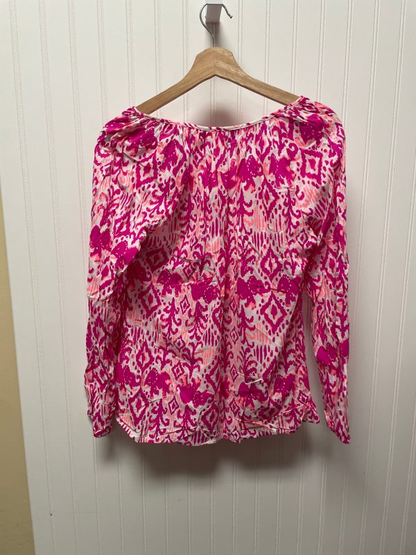 Pink & White Top Long Sleeve Designer Lilly Pulitzer, Size S Online Hot Sale