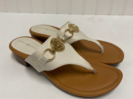 White Sandals Heels Block Tommy Hilfiger, Size 7 Hot on Sale