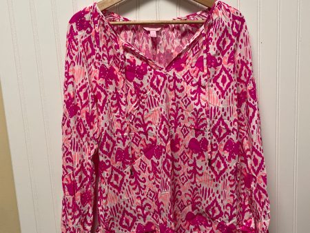 Pink & White Top Long Sleeve Designer Lilly Pulitzer, Size S Online Hot Sale