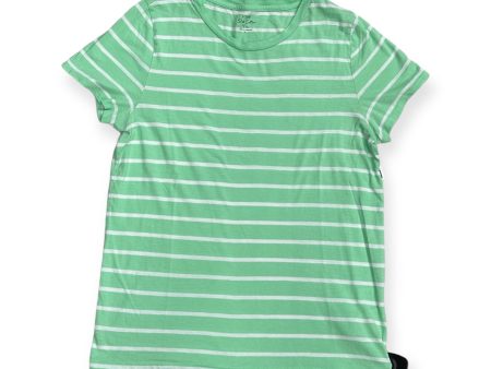 Green & White Top Short Sleeve Basic J. Crew, Size L Hot on Sale