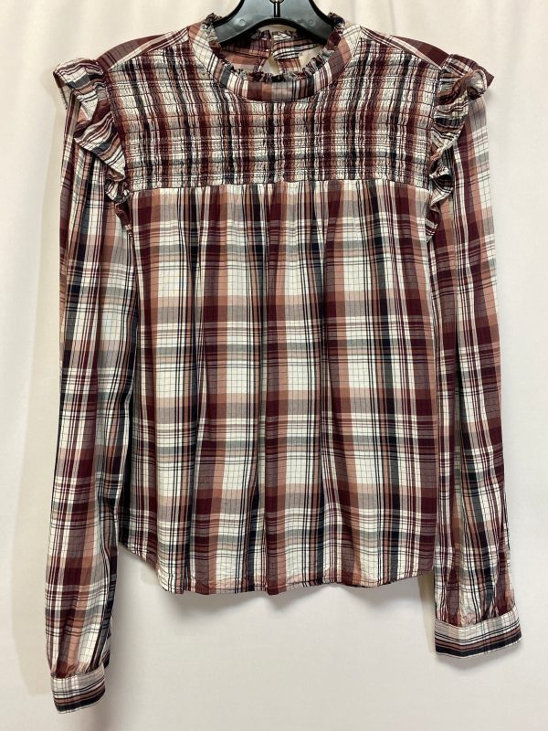 Plaid Pattern Top Long Sleeve Loft, Size S Hot on Sale