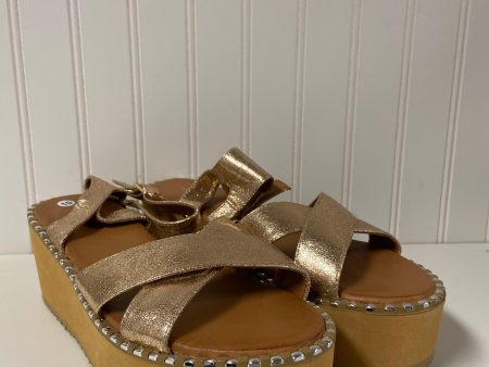 Rose Gold Sandals Heels Platform Bakers Shoes, Size 10 on Sale