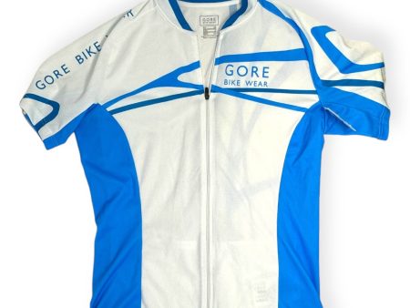 Blue & White Athletic Top Short Sleeve Gore Bike Wear, Size L Fashion