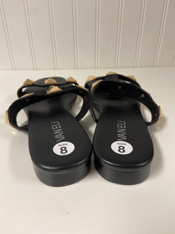 Black & Gold Sandals Flats Vaneli, Size 8 Online now