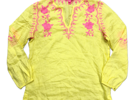 Pink & Yellow Top 3 4 Sleeve Designer By Lilly Pulitzer, Size: M Sale