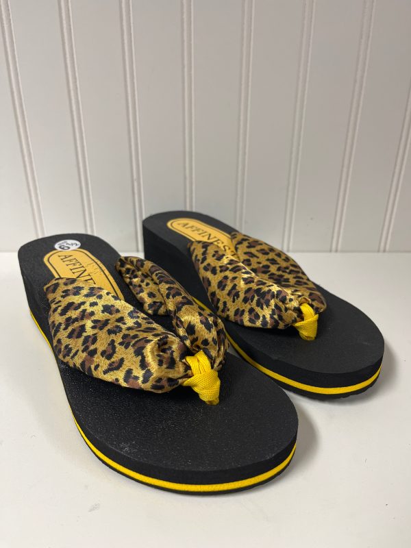 Black & Yellow Sandals Heels Wedge Clothes Mentor, Size 6.5 Online