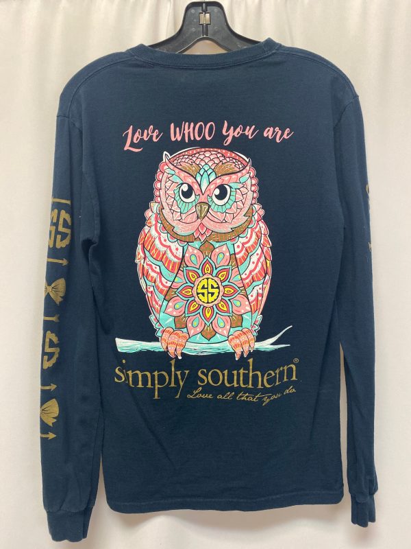 Blue Top Long Sleeve Simply Southern, Size S Hot on Sale