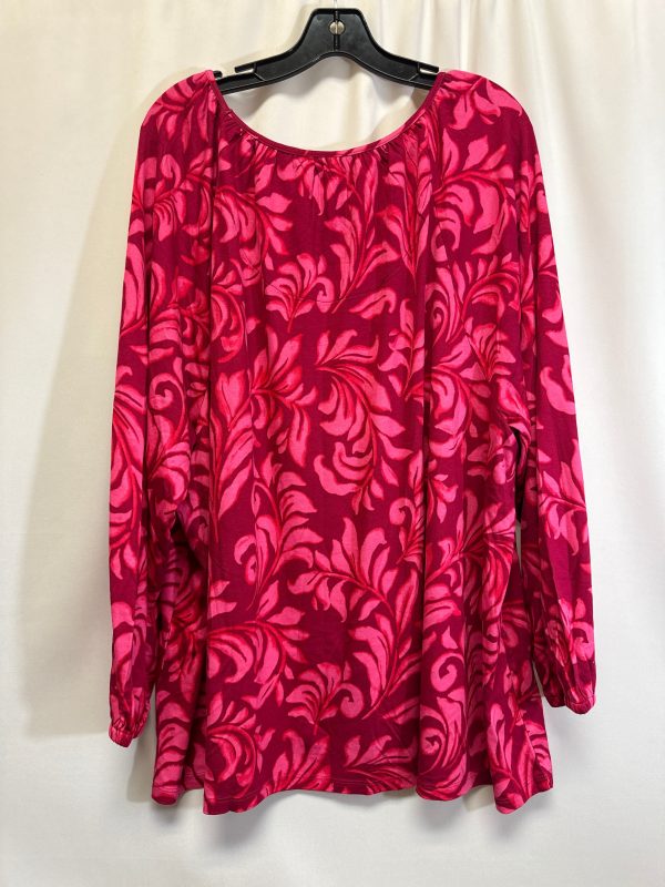 Pink Top Long Sleeve Isaac Mizrahi Live Qvc, Size 3x Online now