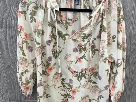 Floral Print Top Long Sleeve Chaps, Size S Cheap