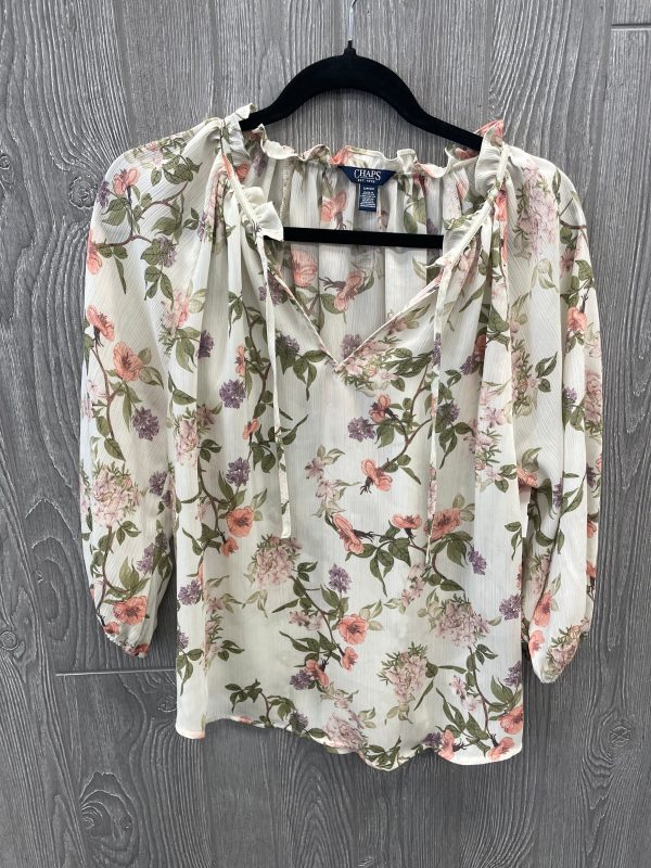 Floral Print Top Long Sleeve Chaps, Size S Cheap