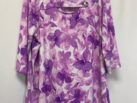 Purple Top 3 4 Sleeve Susan Graver, Size 3x Online Sale