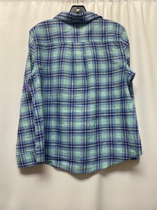 Blue Top Long Sleeve St Johns Bay, Size Petite L Online now