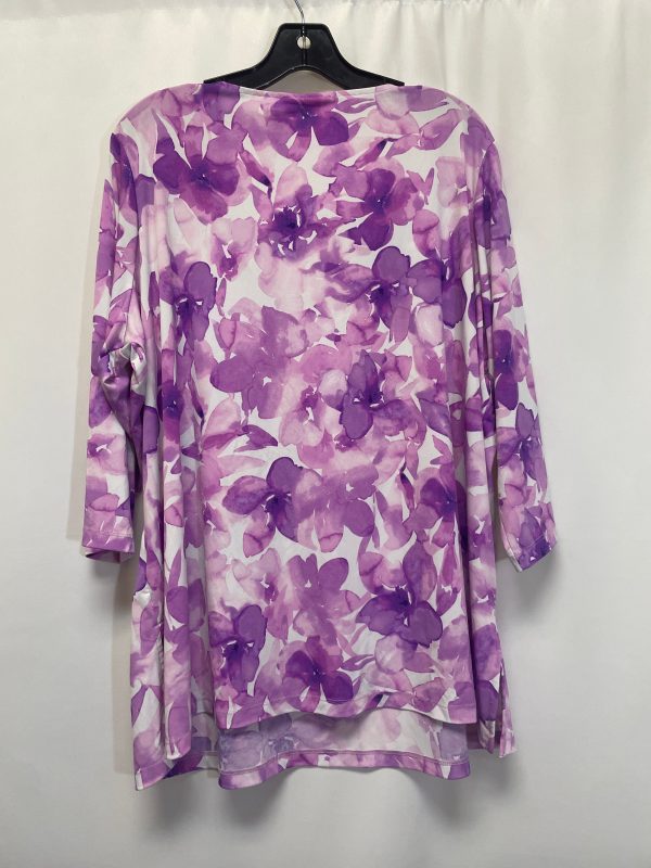 Purple Top 3 4 Sleeve Susan Graver, Size 3x Online Sale